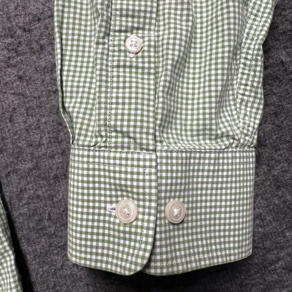 Banana Republic Button Up Shirt Mens XL Green Check Soft Wash Tailored Slim Fit - Picture 4 of 7